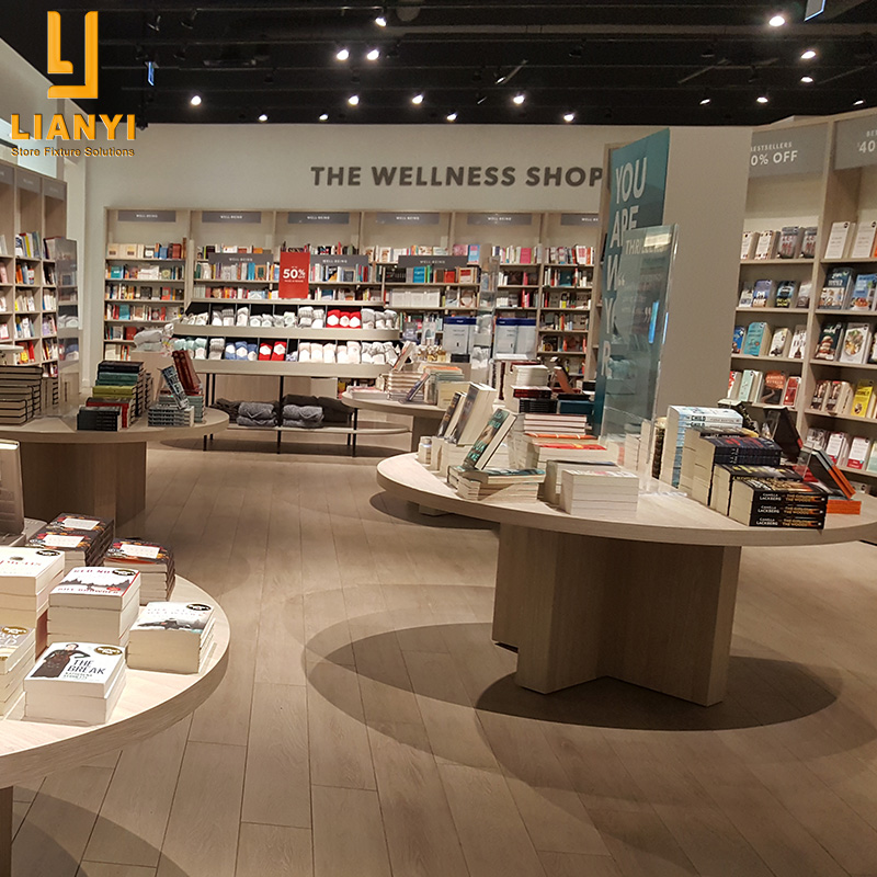 Estantes de exhibición de libros de alta calidad con muebles de librerías de biblioteca personalizados 